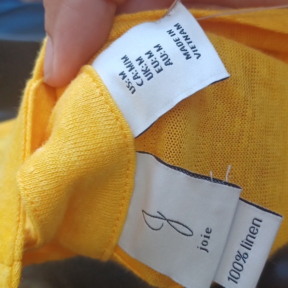 Joie Women's Halter Style Blouse Size M Yellow Sleeveless 100% Linen, semi-sheer - Picture 5 of 6